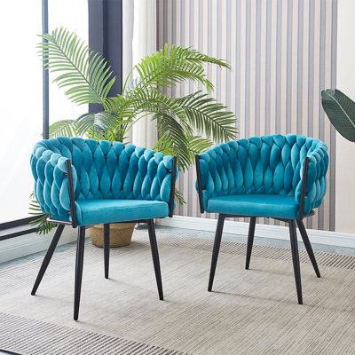 Fauteuil à oreilles en velours Kiarrah