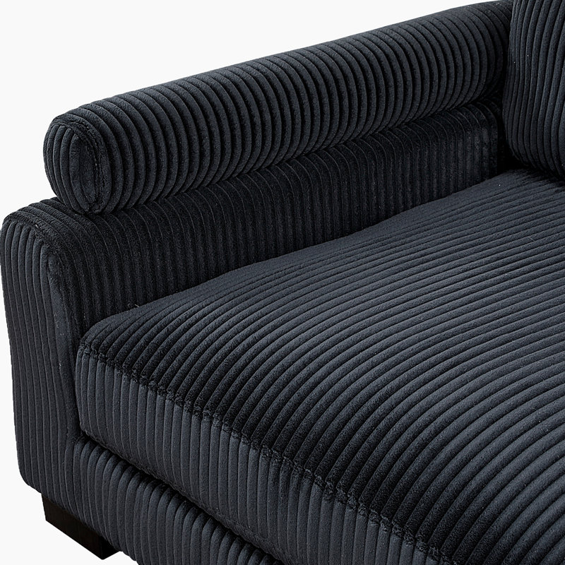 Canapé modulaire moderne en velours côtelé avec dossier réglable et 7 coussins Brinsley, Velours côtelé noir