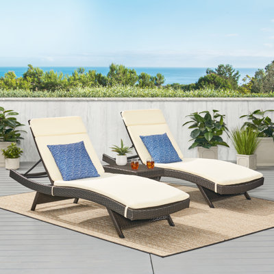 Ardoin Outdoor Chaise Lounge Set with Table , Cushion Included