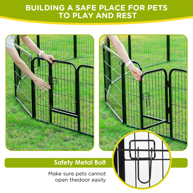 Black Metal 32x24 Inch Round Dog Playpen for Medium Dogs