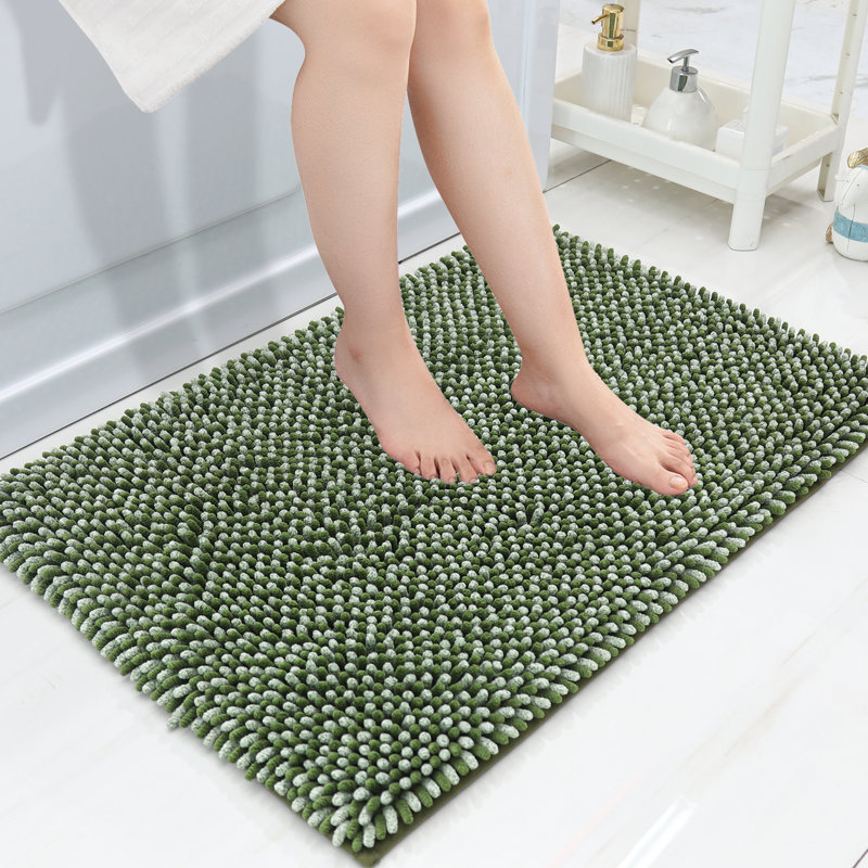 Chenille Non-Slip Bath Rug, 50.8cm W x 76.2cm L, Green