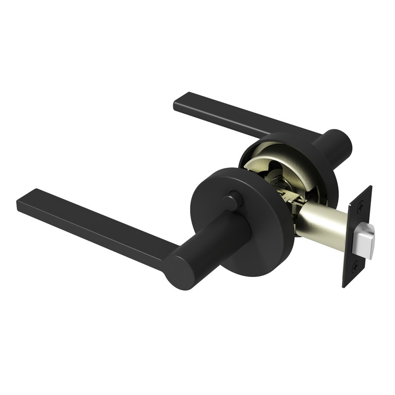 Poignée de porte d'intimité moderne Muse pour (lit et salle de bain) - Style minimaliste élégant en noir mat, Noir mat