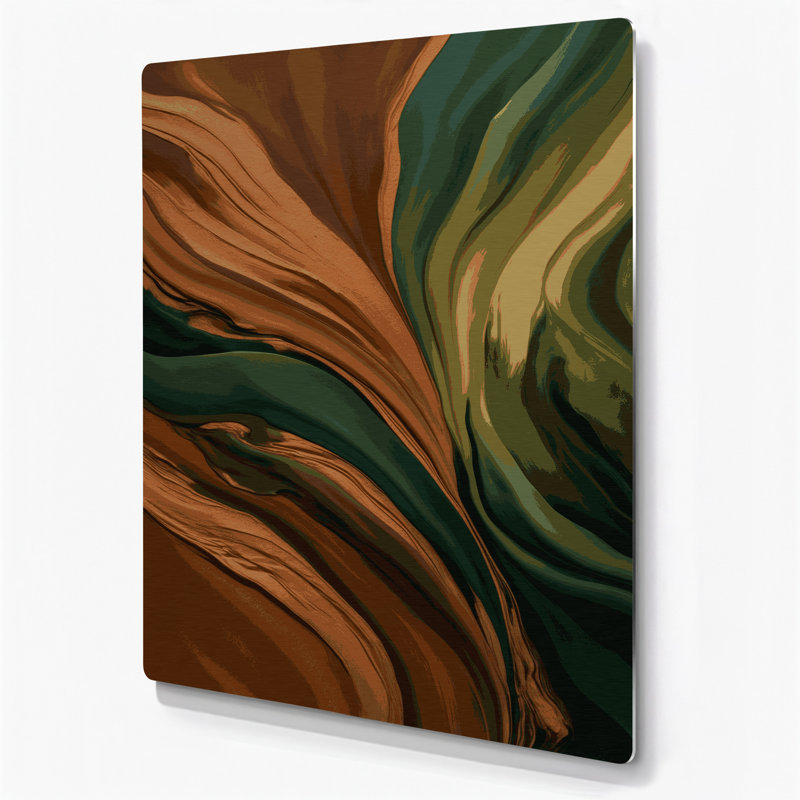 Abstrait couleur champ 72, art mural en métal brun, H 11 po x l 14 po