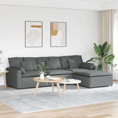  Canapé modulaire avec repose-pieds et coussins gris foncé