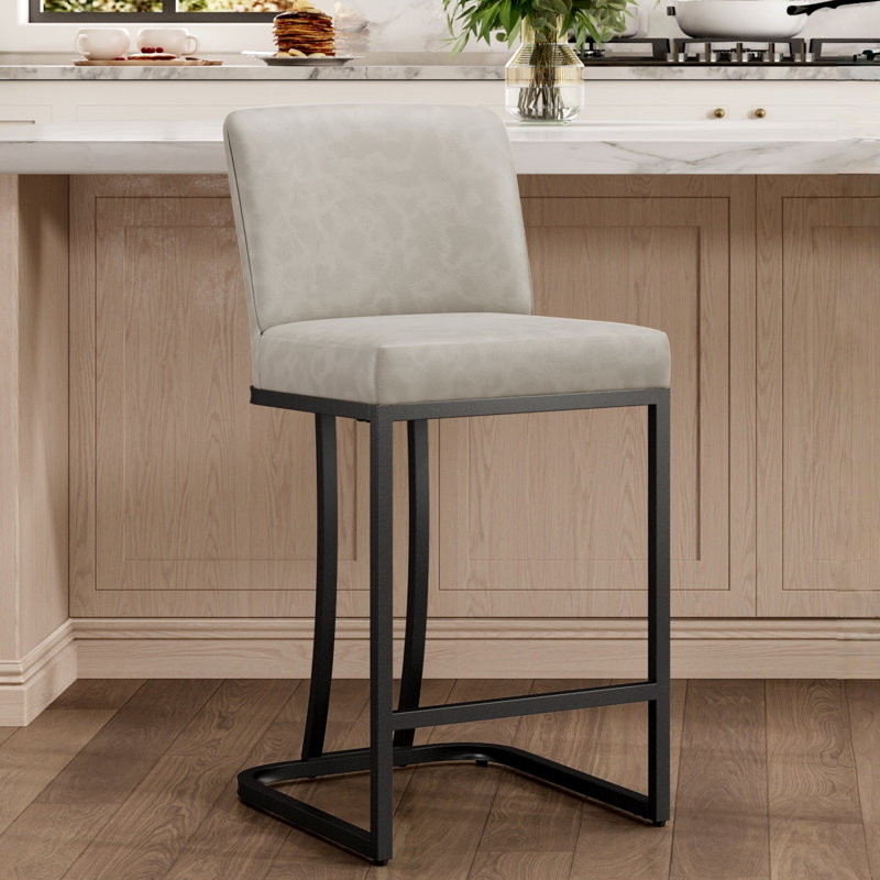Tabouret de comptoir Seese, Tabouret de comptoir (siège d’une hauteur de 24, Noir, noir, noir, noir, Gris clair