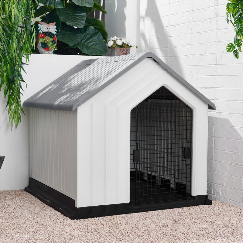 Wadley Pet Crate with 1 Door, 60cm H x 62cm W x 61cm D, Grey/White