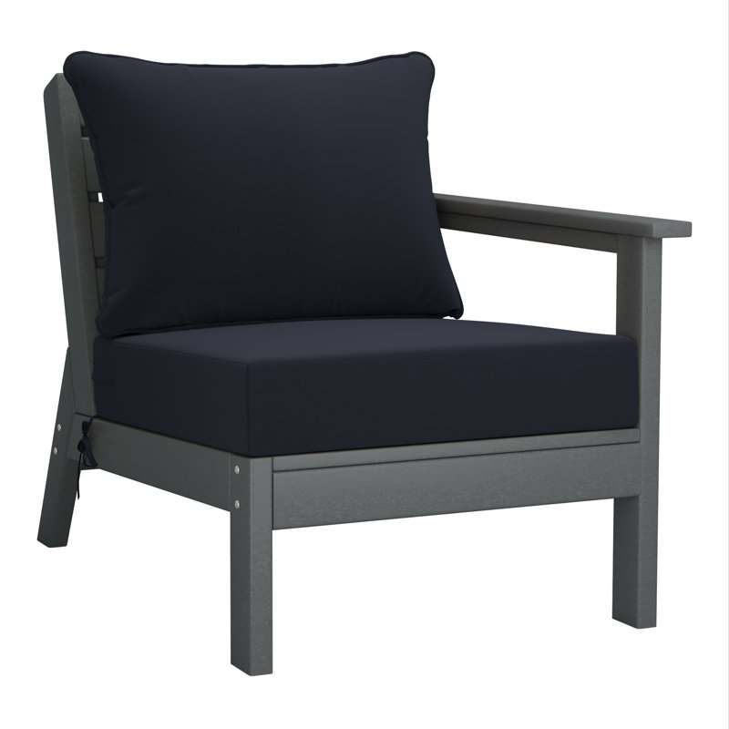 Fauteuil à assise profonde avec coussins profonds, Navy Blue, Grey