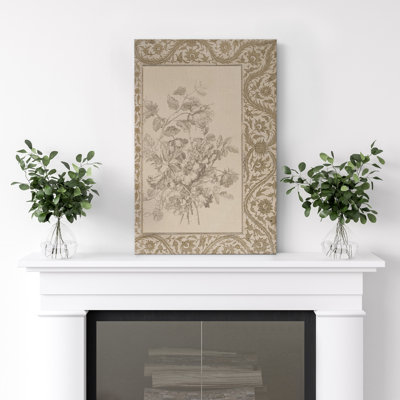 Reproduction d'art sur toile botanique antique - décor rustique beige et brun pour le vestibule ou la chambre à coucher