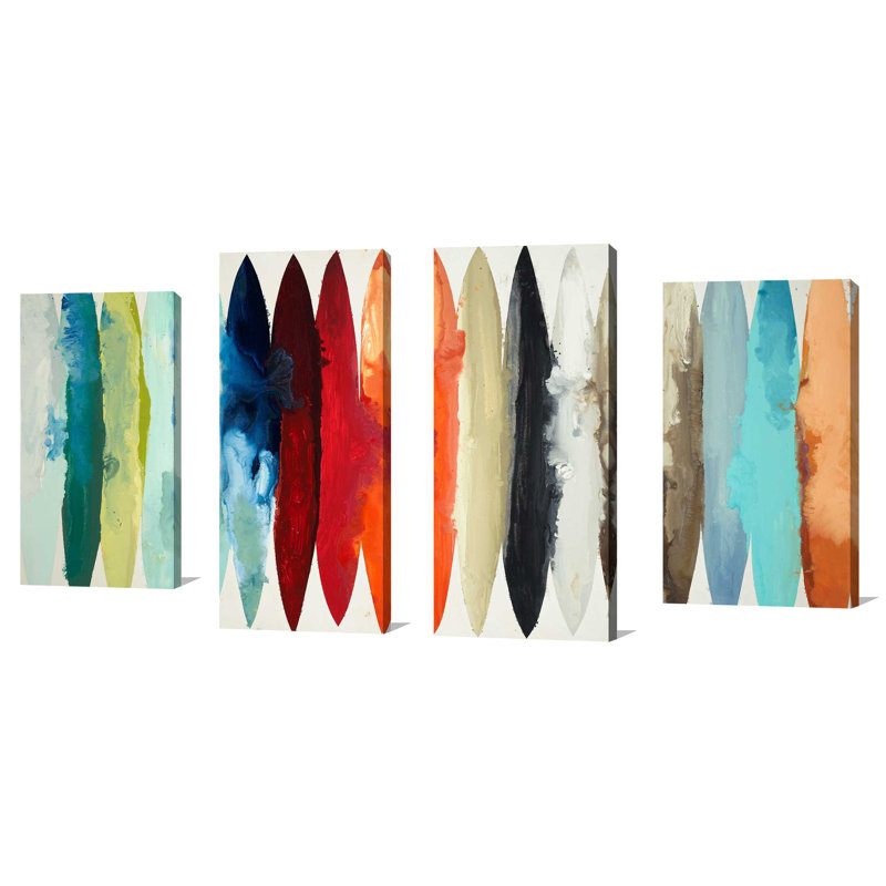 «Even Flow», ensemble de 4 reproductions sur toiles tendues, H 30 po x l 56 po x P 1 po