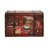 Medium Decorative Storage Trunk Faux Decoupage with Leather and Metal Accents Antique