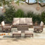 Ensemble de conversation de patio en osier avec foyer Ashjian-749389470-800722248