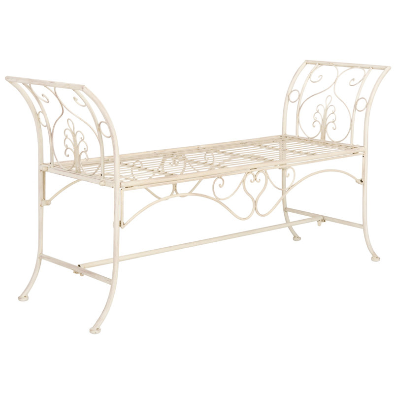 Banc de jardin en métal Geddes, Blanc cassé