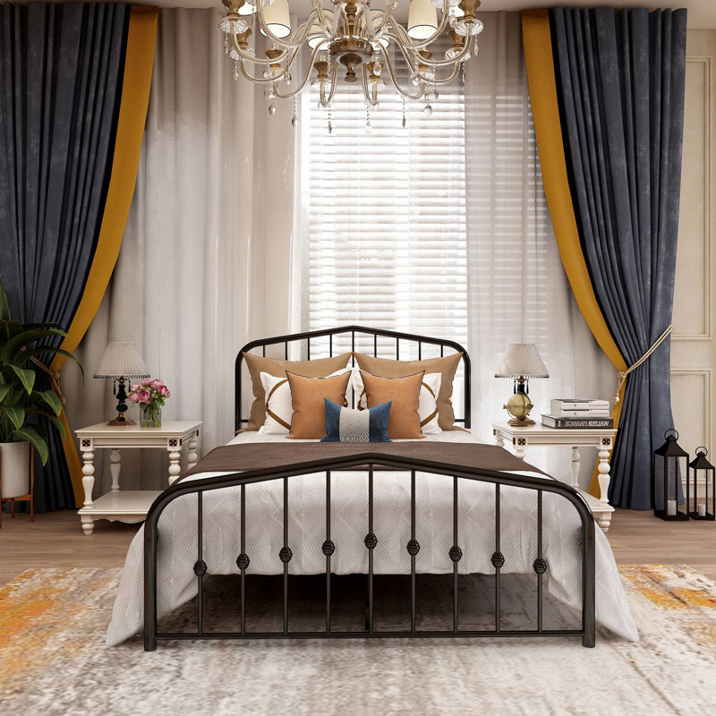 Lit plateforme Aalderk, Noir, Double