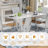Modern 63" Faux Marble Dining Table Set with Spring-Supported PU Leather Chairs-117431214-131316160-131316161