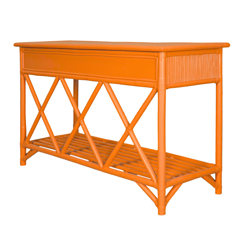54'' Wide 3 Drawer Rattan Wood Sideboard, Citrus Orange