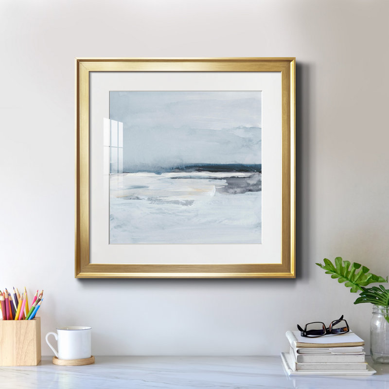 Inky Coastline II - reproduction de cadre photo, Cadre doré, H 34,5 po x l 34,5 po x P 1,5 po