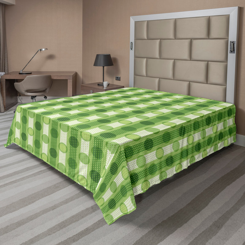 Ambesonne Top Flat Sheet Royal, Full Flat Sheet, Green Polka Dots 8