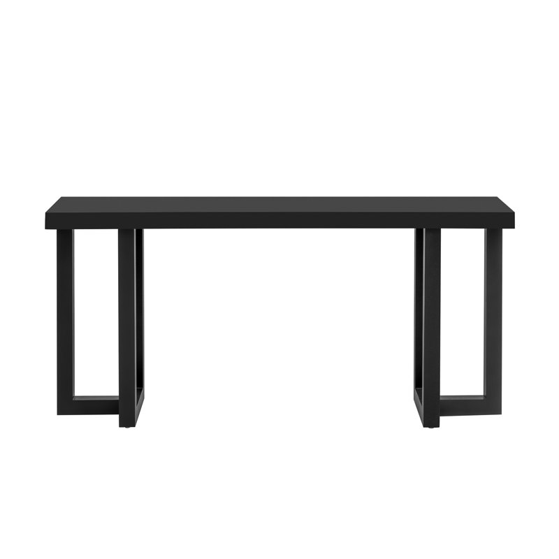 63" Geometric Design Console Table With Solid Pine Legs, Black