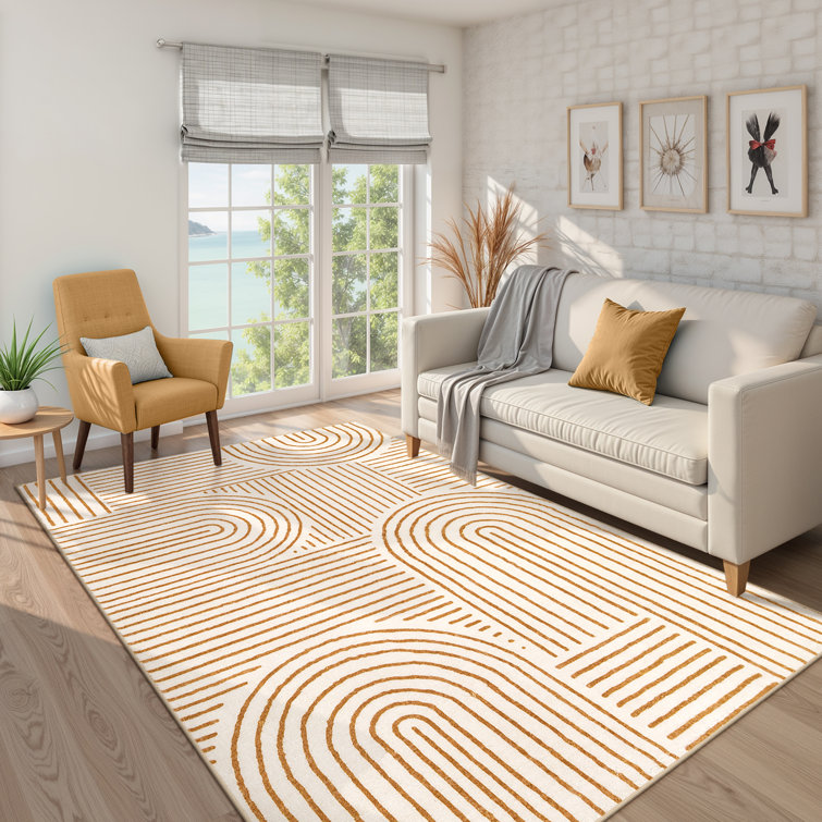 Abstract Washable Area Rug Soft Bedroom Rug for Living Room Ultra-Thin Non Slip Office Carpet
