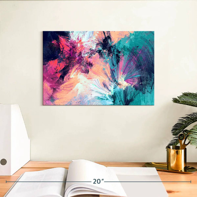 Avery rose et bleu abstrait, H 8 po x l 12 po