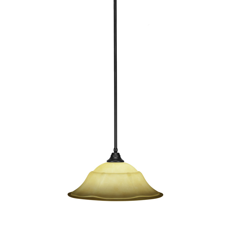 Luminaire suspendu à tige, Crème, crème, Noir mat