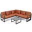 Ensemble de conversation d'extérieur en aluminium noir 3 pièces avec canapé, causeuse et table basse Zahava-660266783