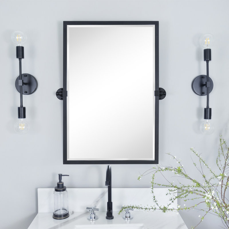 Metal Rectangle Mirror, Matte Black, 30" x 20"