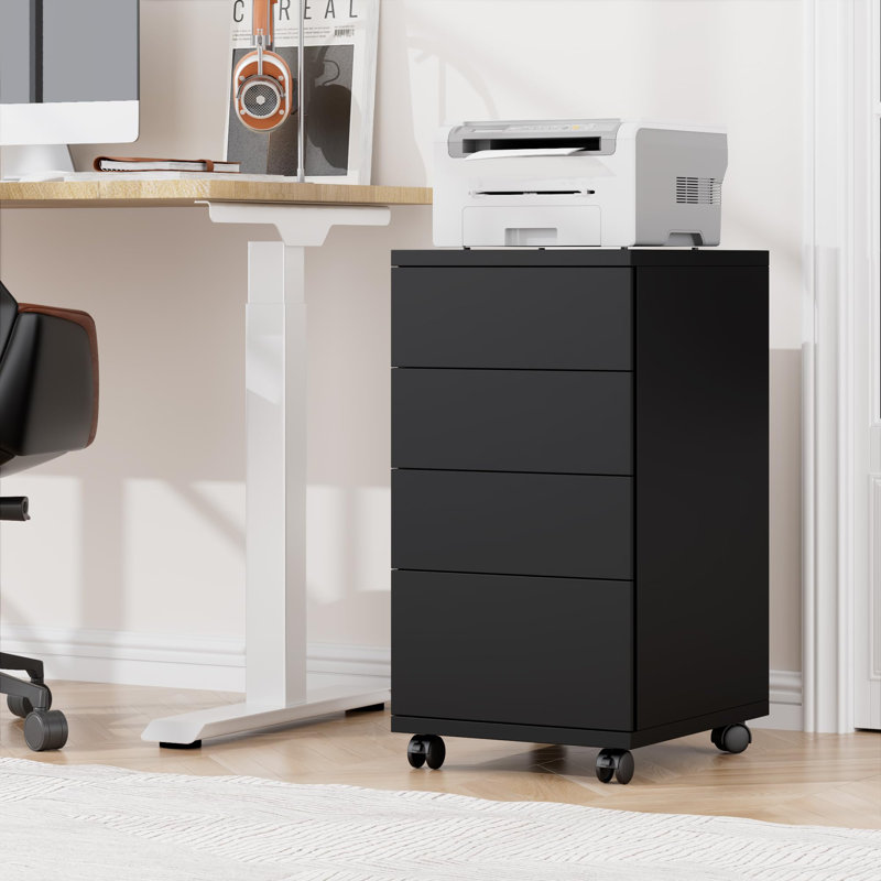 33cm Wide 4 -Drawer Mobile File Cabinet, Black
