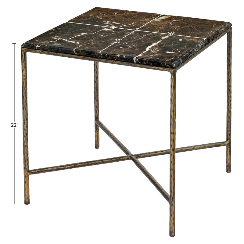 Table de bout en marbre et fer Valen, Brun