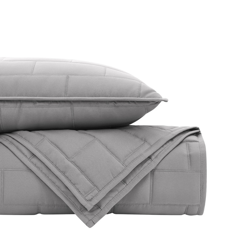 Southshore Fine Linens Brickyard Quilt Set in Steel Grey, Lightweight Double-Brushed Microfiber Brick-Style Quilted Bedding Set with 1 Pillow Sham, Twin/Twin XL