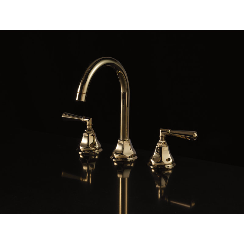 Palladian Widespread Lavatory Faucet with C-Spout, Italian Brass