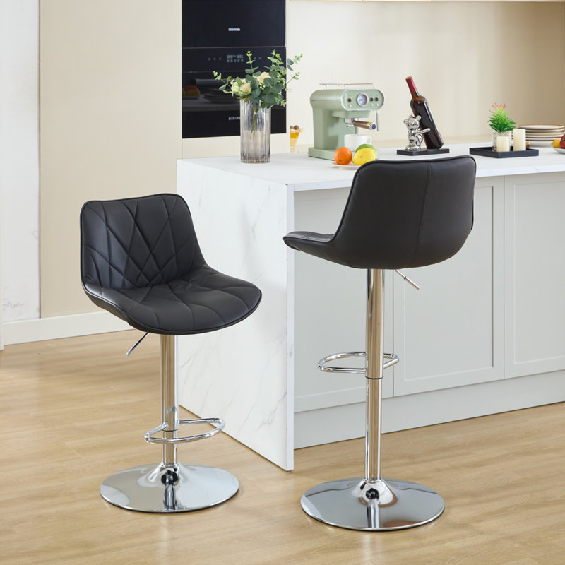Counter Height Bar Stools Set Of 2, Black