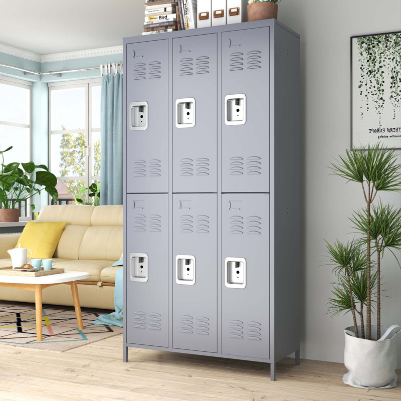 72"H 4-Tier Metal Lockers for Employees – Heavy Duty Steel Storage Cabinet with Ventilated Doors for School Gym Garage Office (6 Door Options)