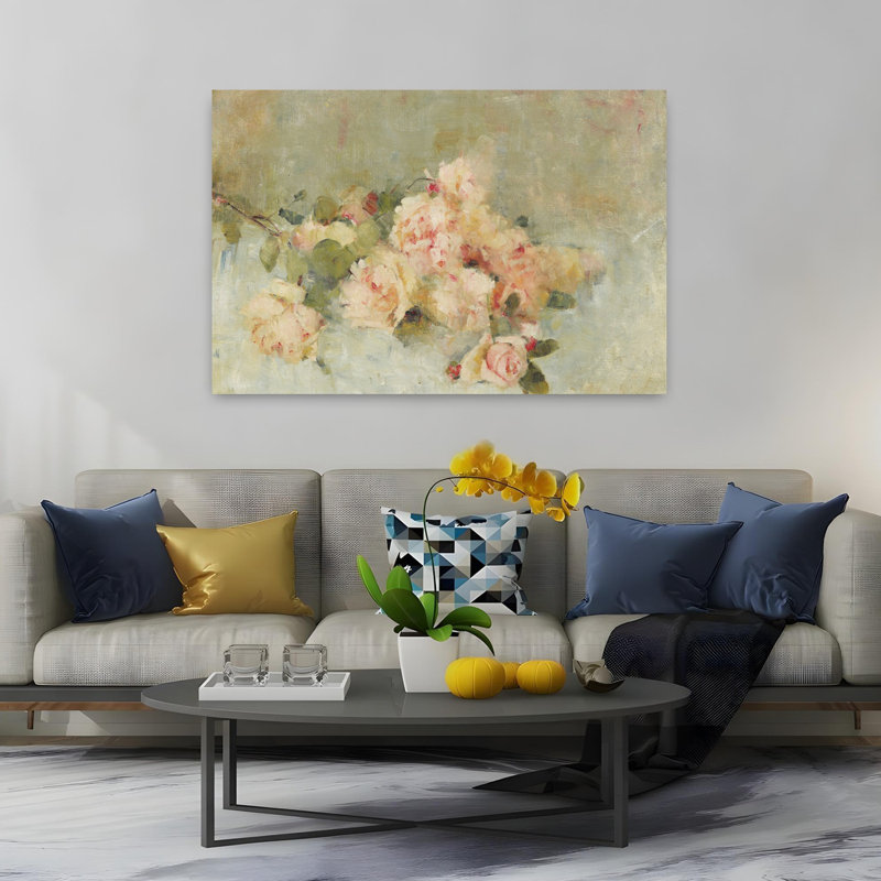Bouquet de roses, art printanier abstrait, H 60 po x l 40 po