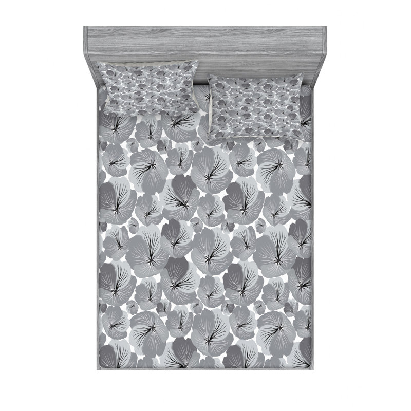 Microfiber Floral Sheet Set, Queen Sheet Set with Fitted Sheet