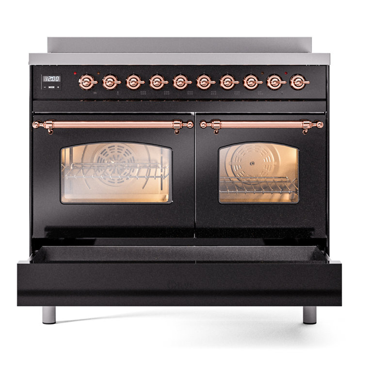 ILVE Nostalgie II 40 in Induction Range, Glossy Black/Copper