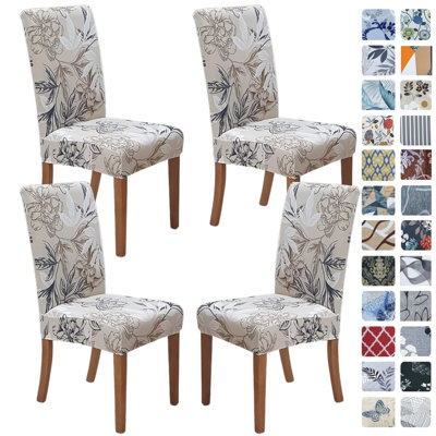 Chair Covers For Dining Room Set Of 4, Stretch Dining Chair Cover, Washable Spandex Kitchen Parsons Chair Slipcovers, Removable Seat Protector