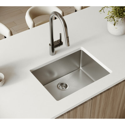 Évier de cuisine à simple cuve encastrable en acier inoxydable de calibre 18 de 23 po Cantrio KSS-2318-25