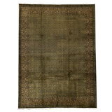 Hand Knotted Wool Oriental Area Rug in Green