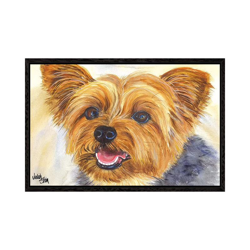 Duke - Blue Yorkshire Terrier 1 Piece Painting on Canvas, 66.04 cm H x 45.72 cm W, Black Framed