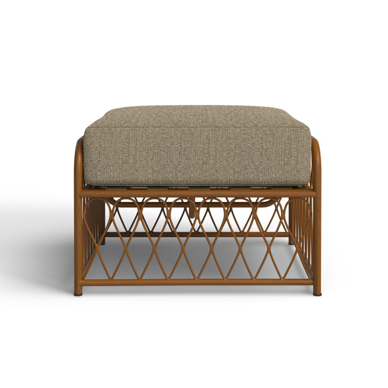Repose-pieds d'extérieur avec coussin Cane, Lin sésame Sunbrella®