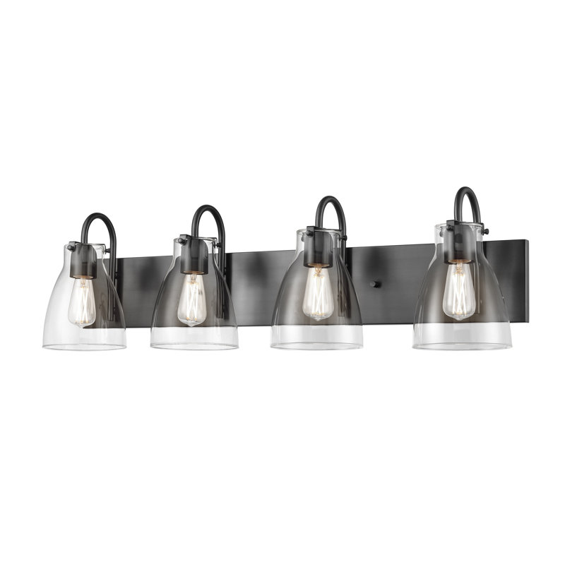 Coiffeuse 4 lumières Emma, Ébène avec verre transparent