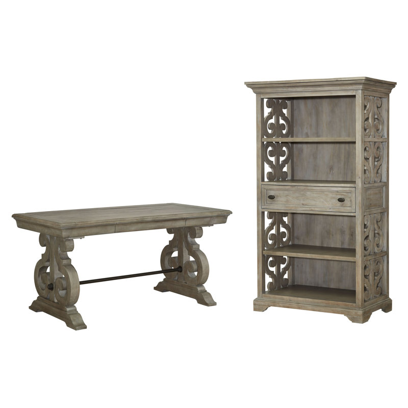 Writing Desk With Bookcase, 2 Pieces: Desk, Bookcase