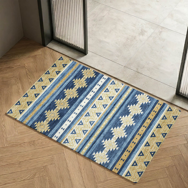 Tapis de qualité supérieure lavable à la machine Villers Global, Marine, 2 pi 6 po x 3 pi 10 po