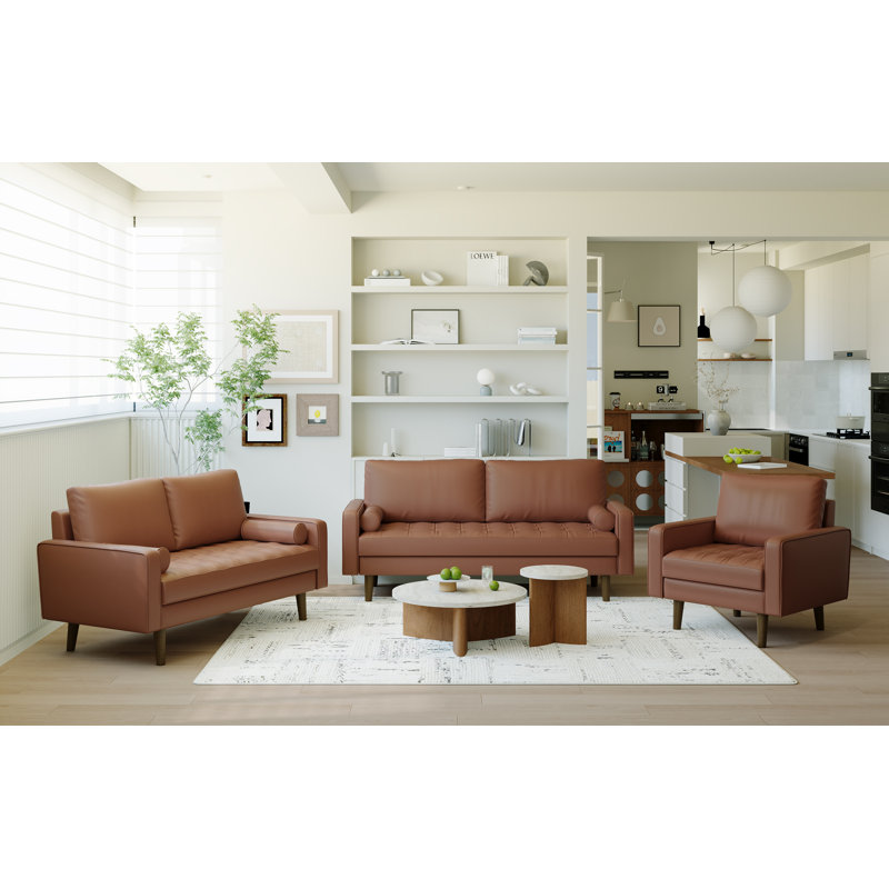 Ensemble de salon 3 pièces Statura Mid-Century, Brun
