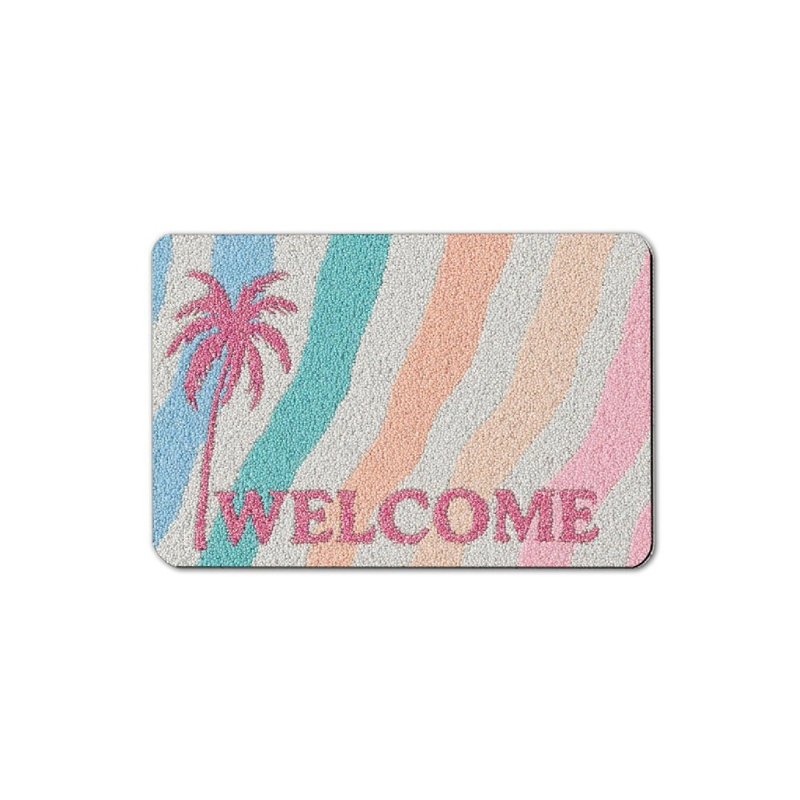Tapis de bain Pink Palm Welcome, 16 x 24 po