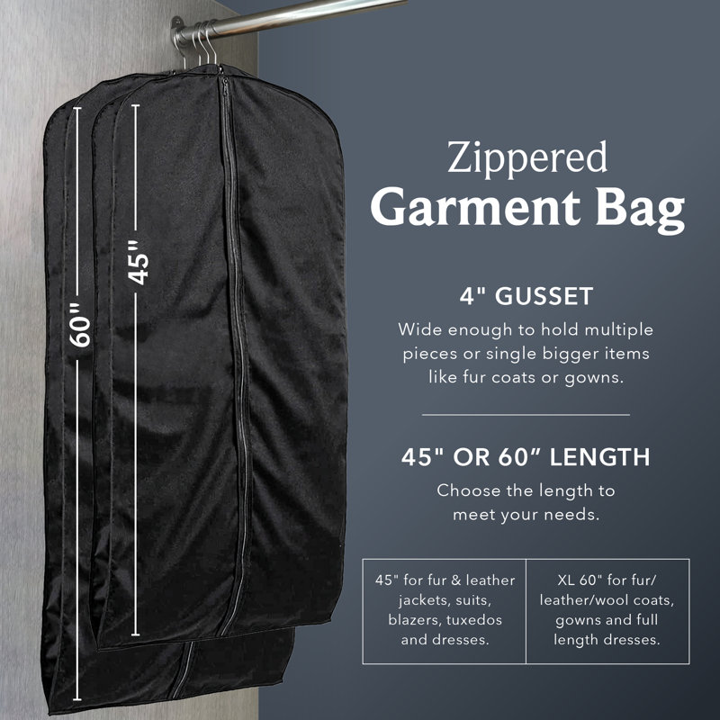 Sac à vêtements en popeline respirante, H 60 po x l 24 po x P 4 po, Noir, mauve