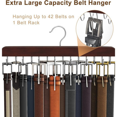 Wooden Belt Hanger Organizer Mahogany