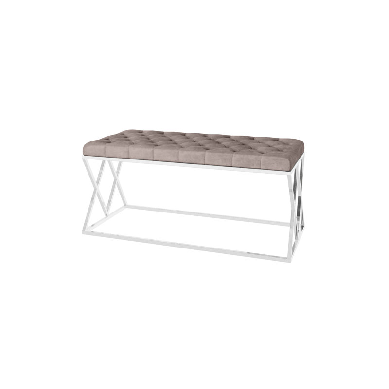 Arsim Velvet Upholstered Bench, Mink