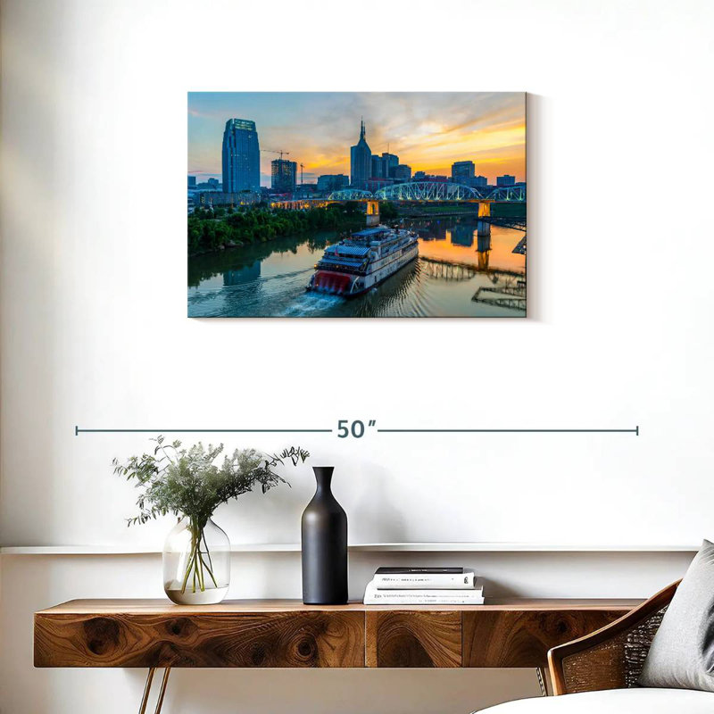 Skyline de Kavia Nashville au coucher du soleil, H 20 po x l 30 po
